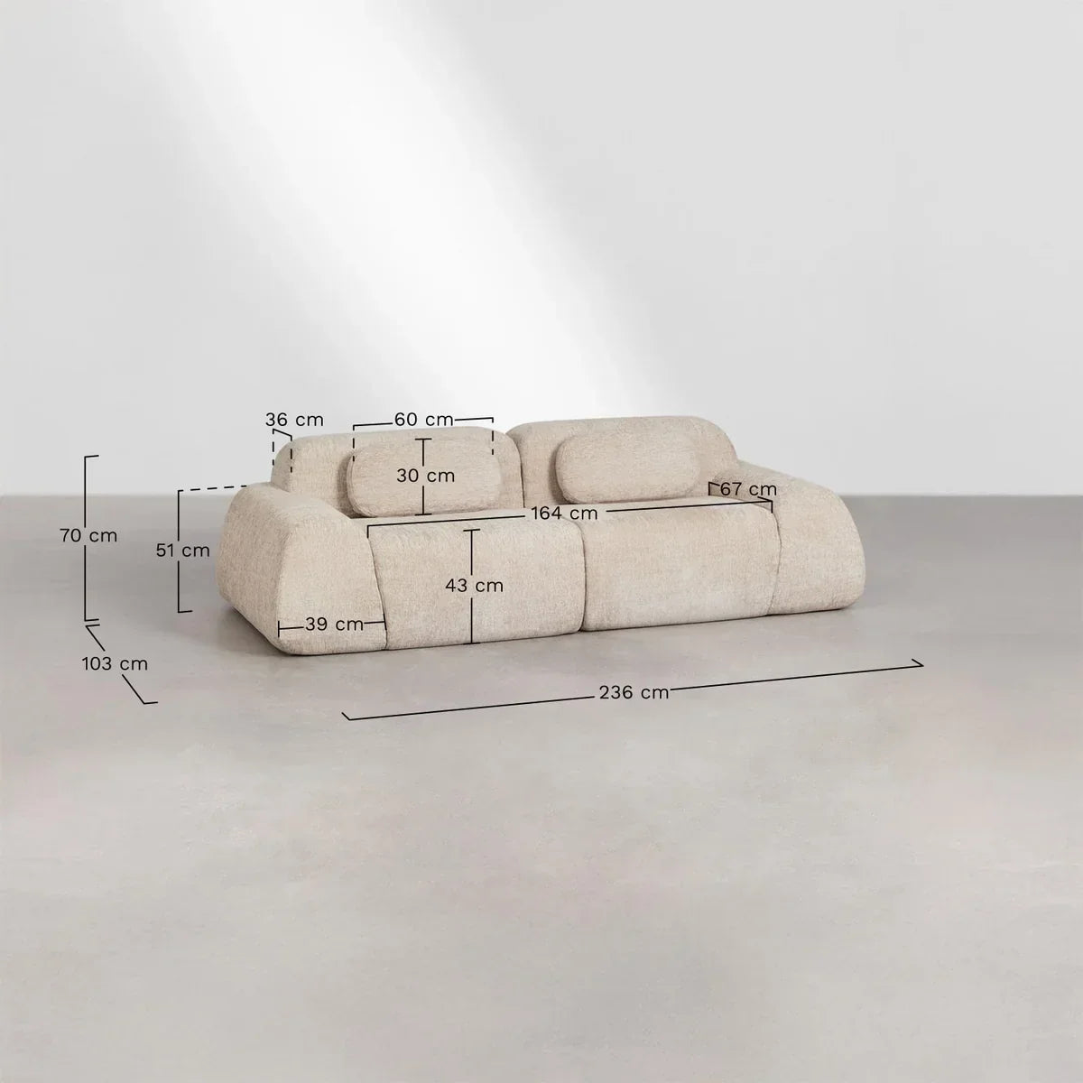 Merida 2-teiliges modulares Chenille-Sofa
