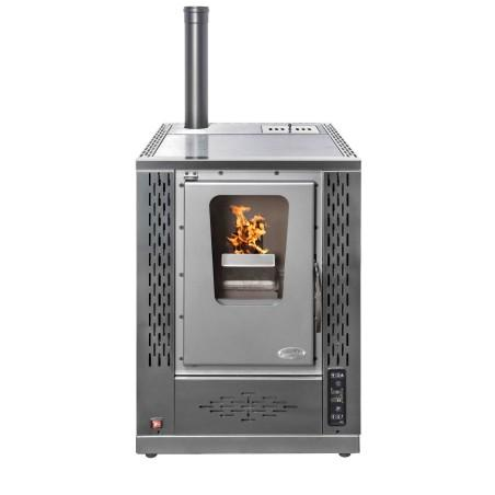 Pellet-Kaminofen mit Kochfunktion SAMANTHA Edelstahl – 11 kW