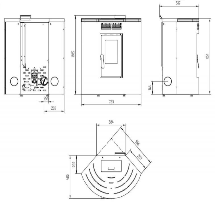 FM BP-100 R Pelletofen für die Ecke – 9 kW